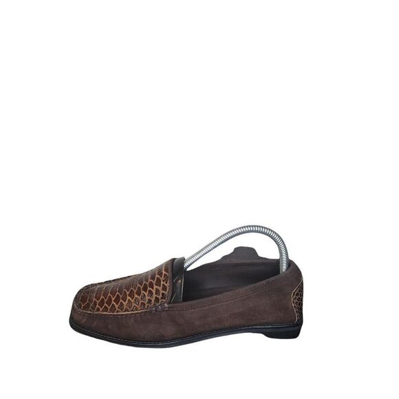 Stuart Weitzman Loafers Women Sz 8M Brown Leather Designer Animal Print Workwear - Picture 1 of 6